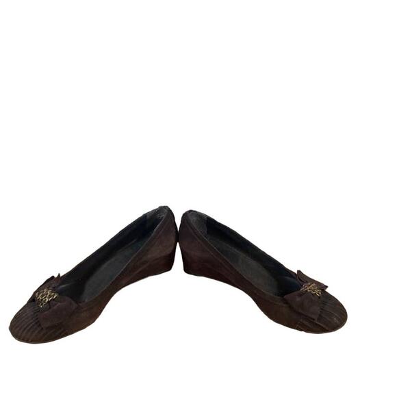 Stuart Weitzman Brown Frobozzie Chain Detail Wedges Women Sz 6.5 - Picture 2 of 12